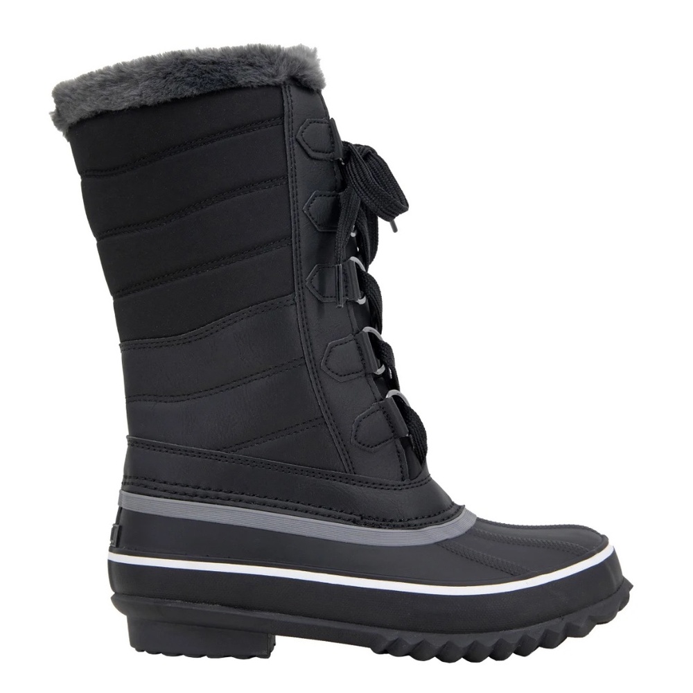 New JBU Sabine Ladies Water Resistant Winter Boot Black Lace Up Faux Fur Lace Up - Picture 6 of 7